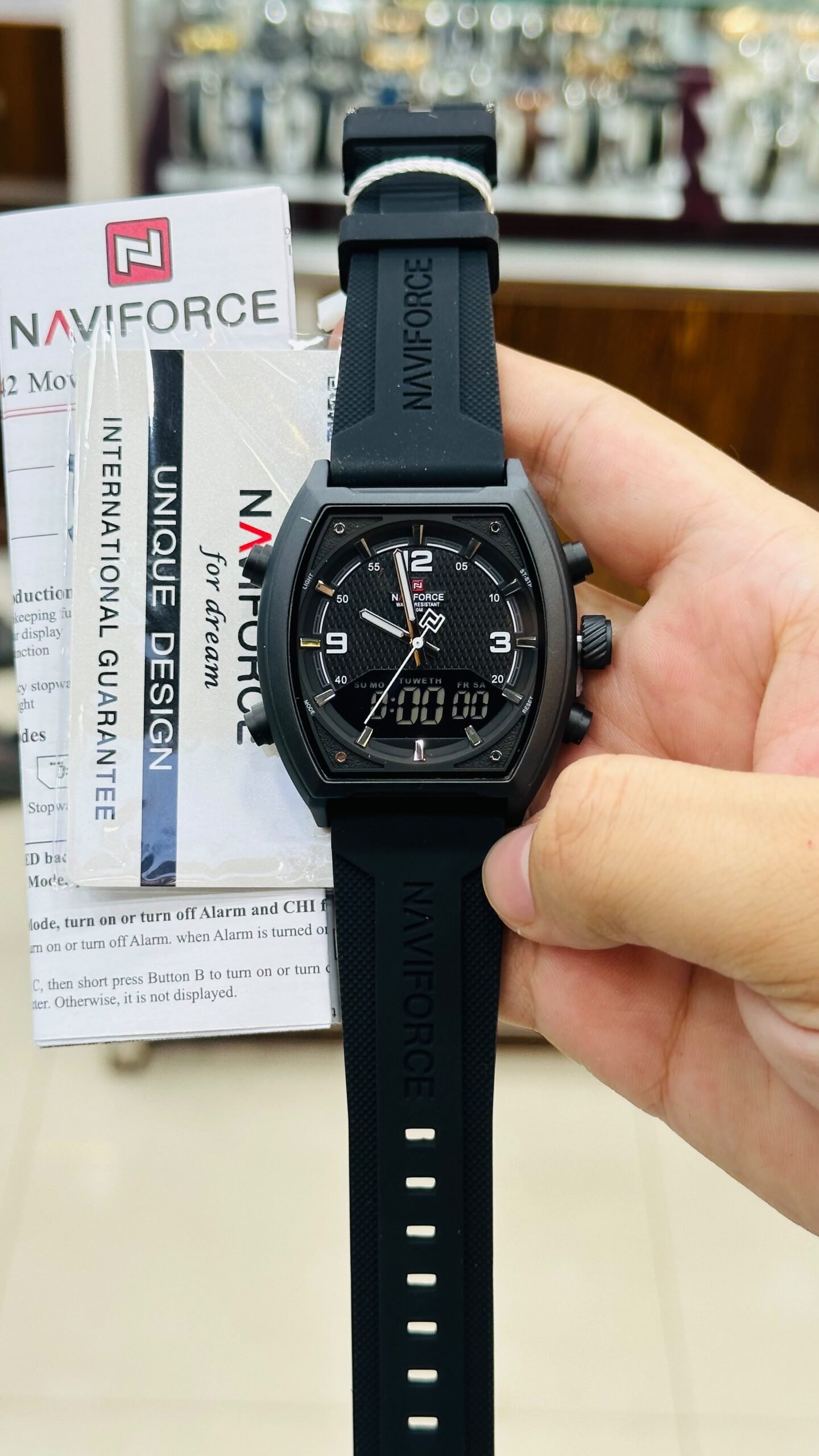 Naviforce Men’s Sports Watch – Premium Analog-Digital Display with Blue Silicone Strap