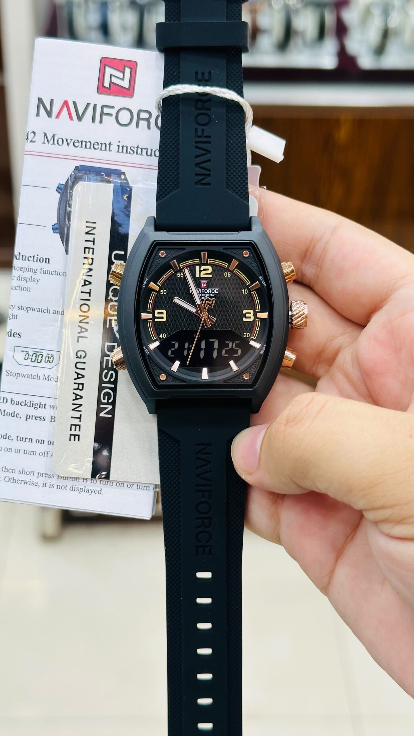 Naviforce Men’s Sports Watch – Premium Analog-Digital Display with Blue Silicone Strap