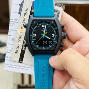 Naviforce Men’s Sports Watch – Premium Analog-Digital Display with Blue Silicone Strap
