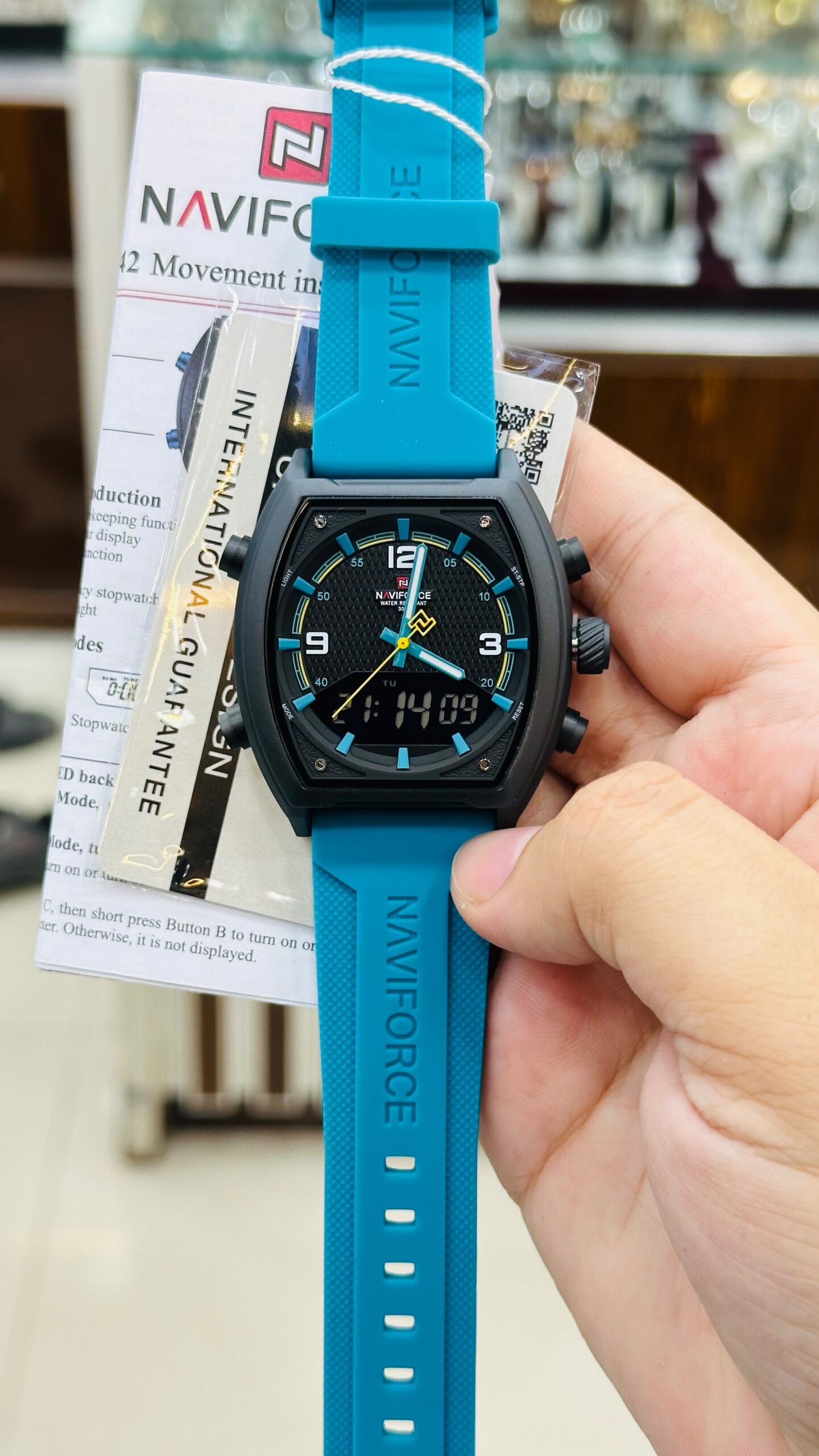 Naviforce Men’s Sports Watch – Premium Analog-Digital Display with Blue Silicone Strap
