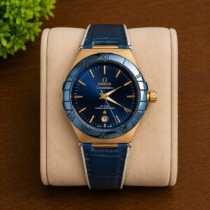 Omega Constellation Black Dial – Premium Leather Strap Watch