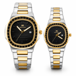 Meteora Premium Couple Watch Set – Luxury Stainless Steel Quartz Watches for Him & Her | Black Dial | New Arrival
