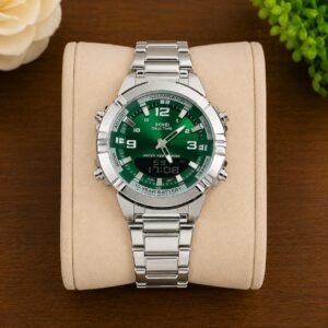 SKMEI Dual Time Men’s Watch – Analog & Digital Display | Stainless Steel