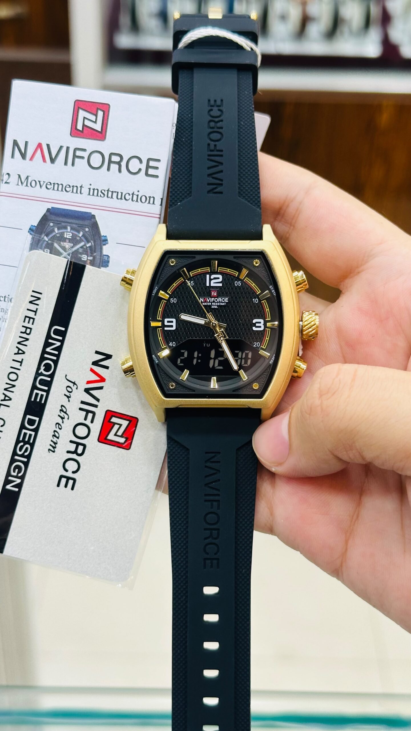 Naviforce Men’s Sports Watch – Premium Analog-Digital Display with Blue Silicone Strap